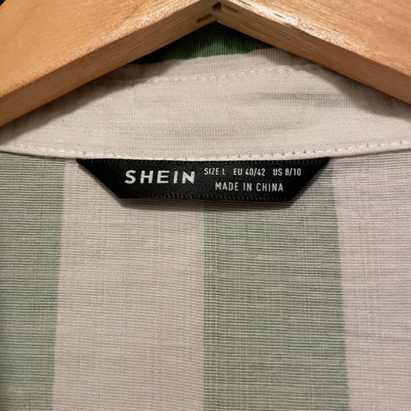 Gently Worn | Two-Tone Striped Button Front Shirt Dress - Picture 3 of 5